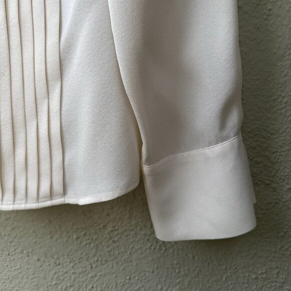 Frame Size M Le Tuxedo Silk Blouse Light Blush Pink Pinktuck Pleats Long Sleeves - Picture 2 of 7